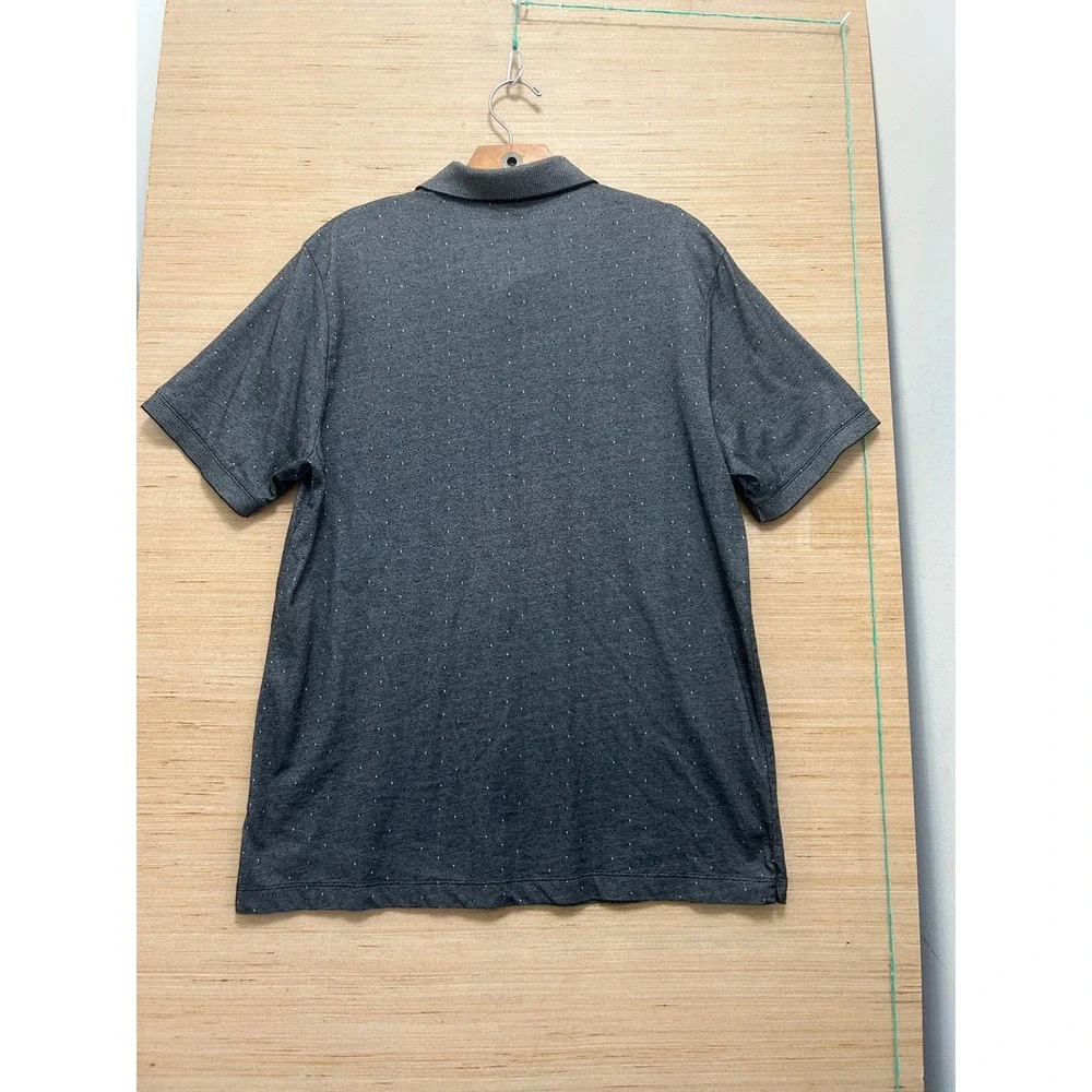 Perry‎ Ellis Mens Gray Micro Dot Short Sleeve Polo Shirt Large 4523